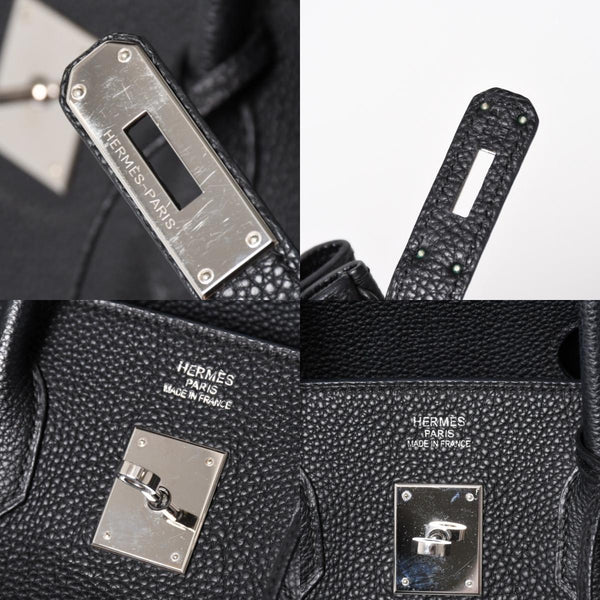 極美品 HERMES エルメス BIRKIN バーキン35 ブラック シルバー金具 トゴハンドバッグ □N刻印 中古 4a004337