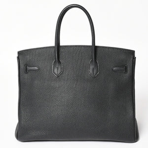 極美品 HERMES エルメス BIRKIN バーキン35 ブラック シルバー金具 トゴハンドバッグ □N刻印 中古 4a004337