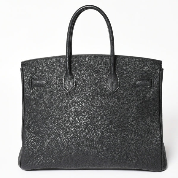 極美品 HERMES エルメス BIRKIN バーキン35 ブラック シルバー金具 トゴハンドバッグ □N刻印 中古 4a004337