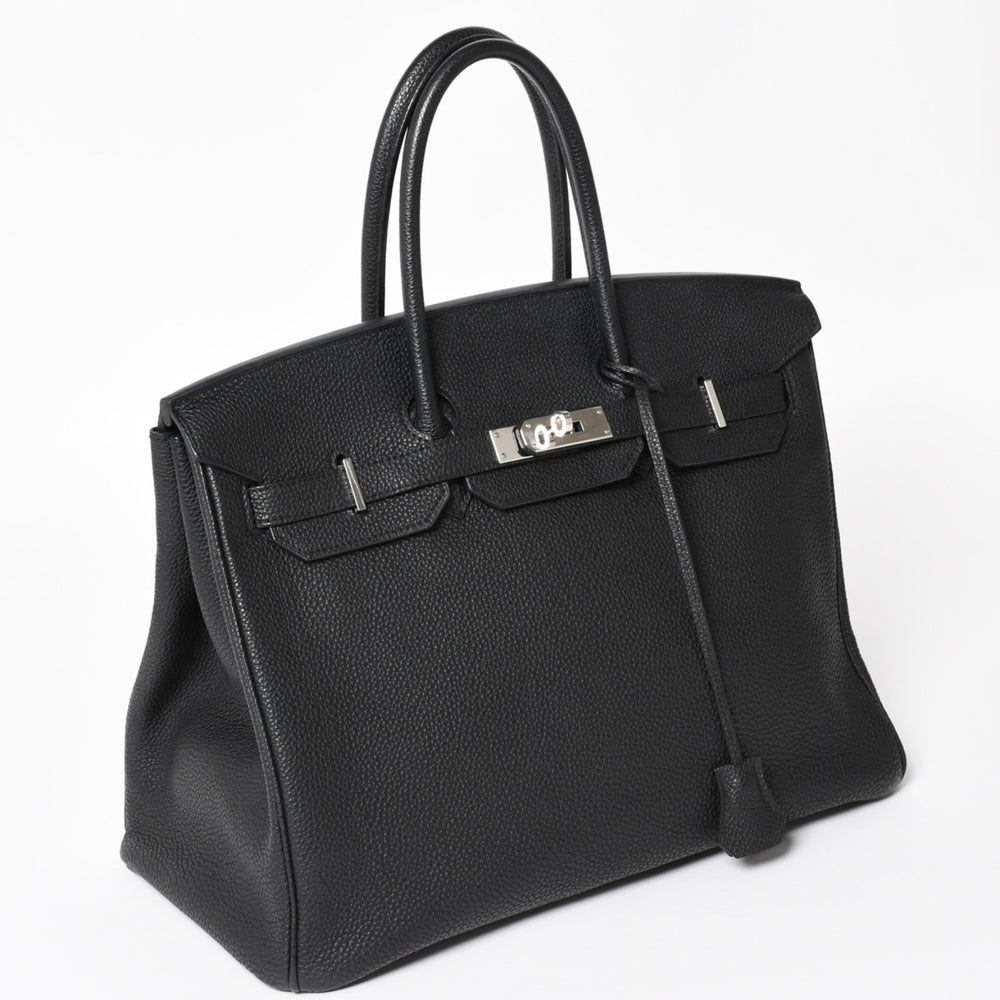 極美品 HERMES エルメス BIRKIN バーキン35 ブラック シルバー金具 トゴハンドバッグ □N刻印 中古 4a004337