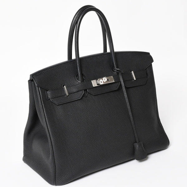 極美品 HERMES エルメス BIRKIN バーキン35 ブラック シルバー金具 トゴハンドバッグ □N刻印 中古 4a004337