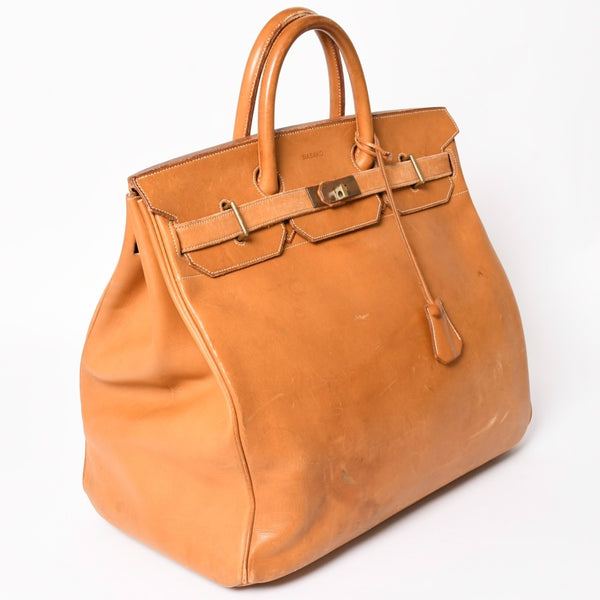 HERMES エルメス ハンドバッグ バーキン オータクロア45 ヴァッシュ ナチュラル ブロンズ金具 X刻印 美品 中古 4a004338
