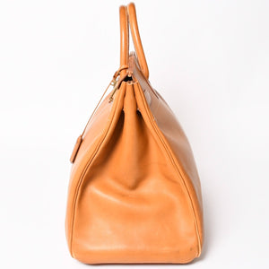 HERMES エルメス ハンドバッグ バーキン オータクロア45 ヴァッシュ ナチュラル ブロンズ金具 X刻印 美品 中古 4a004338
