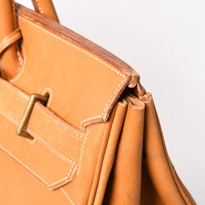 HERMES エルメス ハンドバッグ バーキン オータクロア45 ヴァッシュ ナチュラル ブロンズ金具 X刻印 美品 中古 4a004338