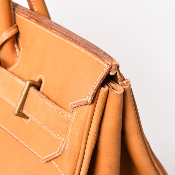 HERMES エルメス ハンドバッグ バーキン オータクロア45 ヴァッシュ ナチュラル ブロンズ金具 X刻印 美品 中古 4a004338
