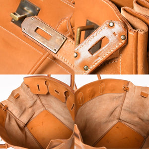 HERMES エルメス ハンドバッグ バーキン オータクロア45 ヴァッシュ ナチュラル ブロンズ金具 X刻印 美品 中古 4a004338