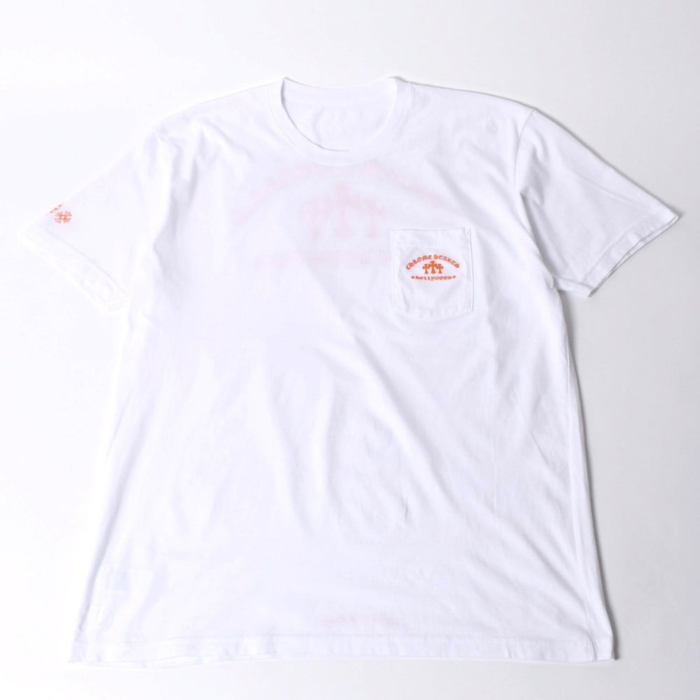 Very good condition CHROME HEARTS Orange Cemetery Cross T-shirt Print King Octopus White Orange Size XXL Used 4a000030