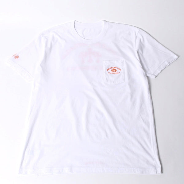 極美品 CHROME HEARTS クロムハーツ オレンジセメタリークロス Tシャツ プリント キングタコ ホワイト オレンジ サイズXXL 中古 4a000030