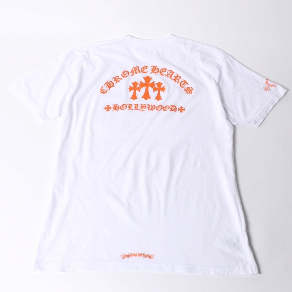 Very good condition CHROME HEARTS Orange Cemetery Cross T-shirt Print King Octopus White Orange Size XXL Used 4a000030