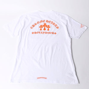 極美品 CHROME HEARTS クロムハーツ オレンジセメタリークロス Tシャツ プリント キングタコ ホワイト オレンジ サイズXXL 中古 4a000030