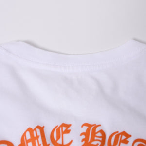 極美品 CHROME HEARTS クロムハーツ オレンジセメタリークロス Tシャツ プリント キングタコ ホワイト オレンジ サイズXXL 中古 4a000030