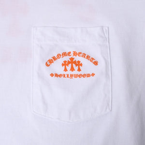 極美品 CHROME HEARTS クロムハーツ オレンジセメタリークロス Tシャツ プリント キングタコ ホワイト オレンジ サイズXXL 中古 4a000030