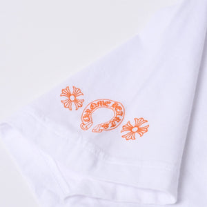 極美品 CHROME HEARTS クロムハーツ オレンジセメタリークロス Tシャツ プリント キングタコ ホワイト オレンジ サイズXXL 中古 4a000030