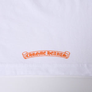 極美品 CHROME HEARTS クロムハーツ オレンジセメタリークロス Tシャツ プリント キングタコ ホワイト オレンジ サイズXXL 中古 4a000030