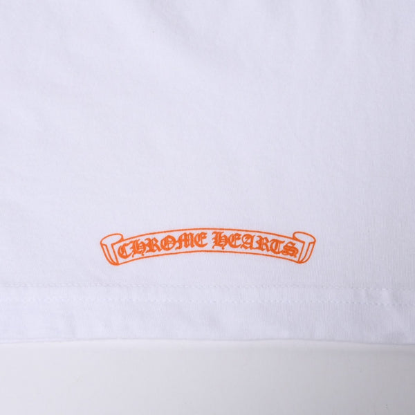 極美品 CHROME HEARTS クロムハーツ オレンジセメタリークロス Tシャツ プリント キングタコ ホワイト オレンジ サイズXXL 中古 4a000030