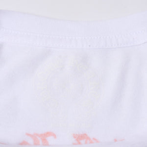 極美品 CHROME HEARTS クロムハーツ オレンジセメタリークロス Tシャツ プリント キングタコ ホワイト オレンジ サイズXXL 中古 4a000030
