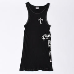 CHROME HEARTS クロムハーツ タンクトップ ノースリーブ サイズL T BAR プリント ブラック 美品 中古 4a000001