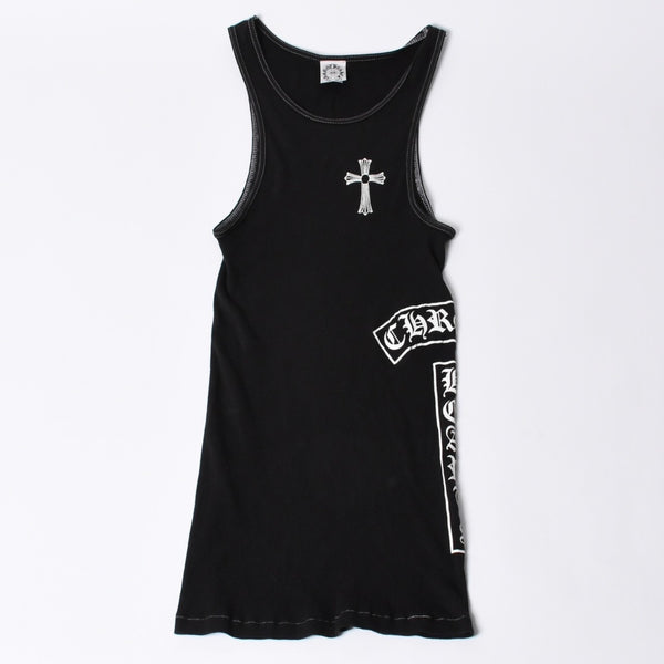 CHROME HEARTS クロムハーツ タンクトップ ノースリーブ サイズL T BAR プリント ブラック 美品 中古 4a000001