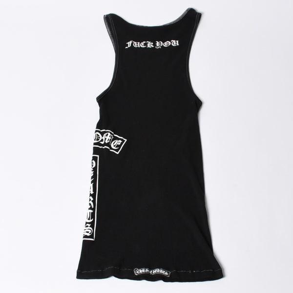 CHROME HEARTS クロムハーツ タンクトップ ノースリーブ サイズL T BAR プリント ブラック 美品 中古 4a000001