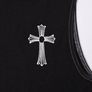 CHROME HEARTS クロムハーツ タンクトップ ノースリーブ サイズL T BAR プリント ブラック 美品 中古 4a000001