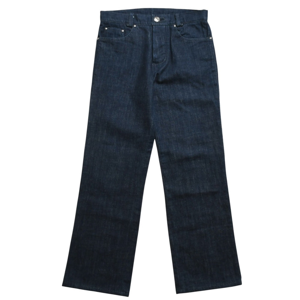 極美品 CHROME HEARTS クロムハーツ パンツ クロスボールコンチョボタン スクロールラベルプレートシルバー925 29Rサイズ インディゴブルー 中古 4a004374