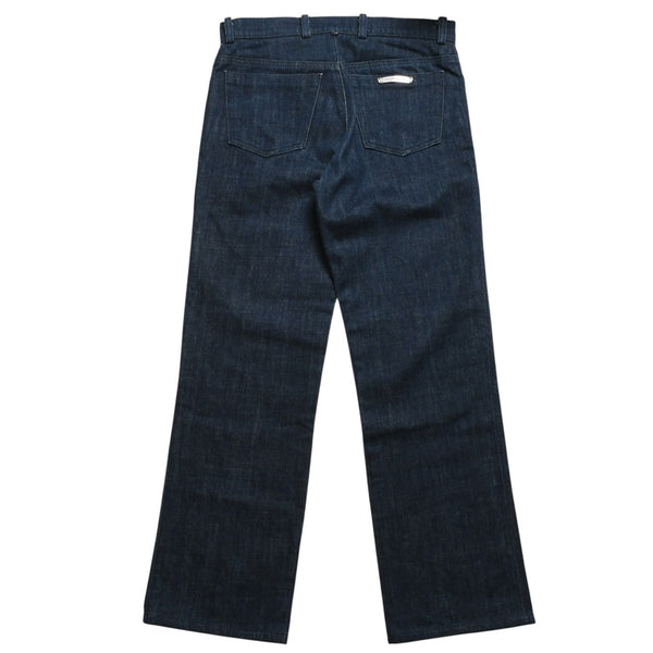 Very Good Condition CHROME HEARTS Pants Cross Ball Concho Button Scroll Label Plate Silver 925 29R Size Indigo Blue Used 4a004374