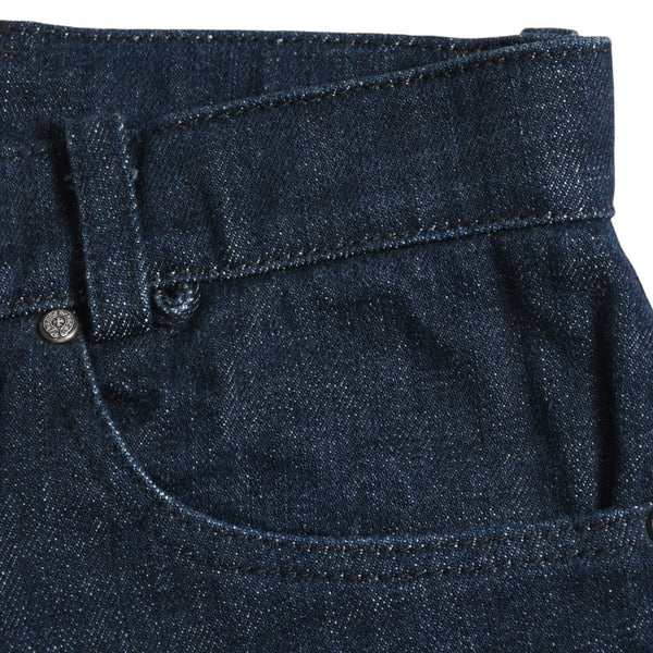 Very Good Condition CHROME HEARTS Pants Cross Ball Concho Button Scroll Label Plate Silver 925 29R Size Indigo Blue Used 4a004374