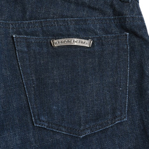 Very Good Condition CHROME HEARTS Pants Cross Ball Concho Button Scroll Label Plate Silver 925 29R Size Indigo Blue Used 4a004374