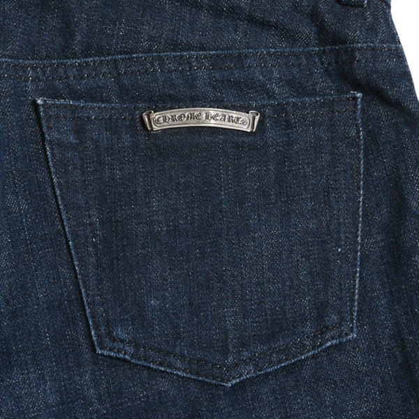 Very Good Condition CHROME HEARTS Pants Cross Ball Concho Button Scroll Label Plate Silver 925 29R Size Indigo Blue Used 4a004374