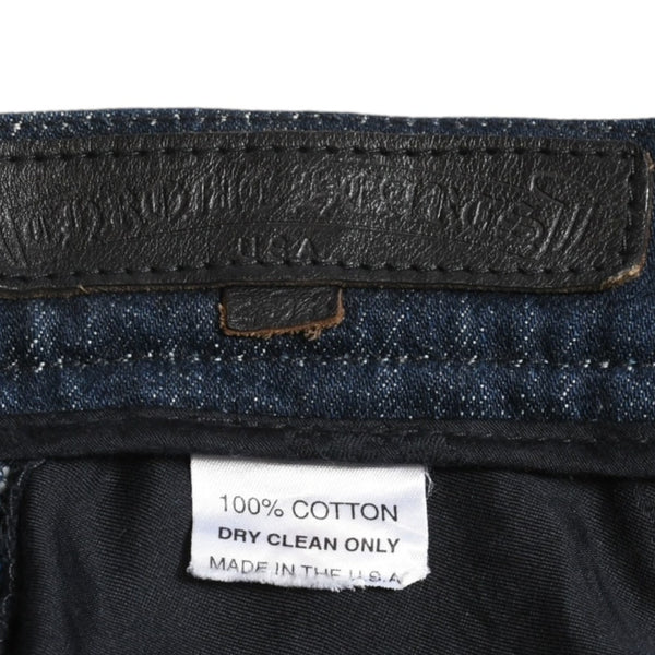 Very Good Condition CHROME HEARTS Pants Cross Ball Concho Button Scroll Label Plate Silver 925 29R Size Indigo Blue Used 4a004374
