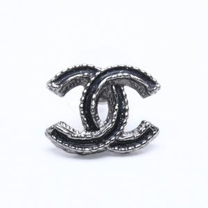 極美品 CHANEL シャネル ココマーク ピアス 重量約2.18g 03A刻印 メタル シルバー ブラック クリア 片耳用 中古 4c060798