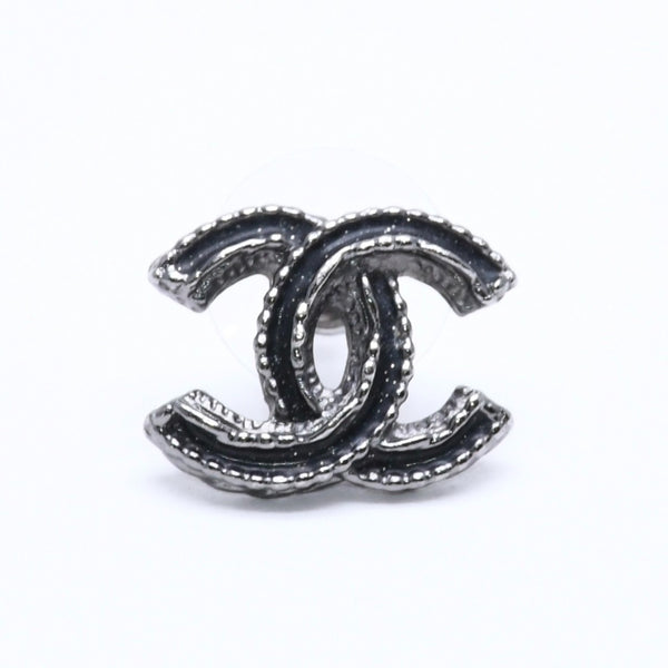 極美品 CHANEL シャネル ココマーク ピアス 重量約2.18g 03A刻印 メタル シルバー ブラック クリア 片耳用 中古 4c060798