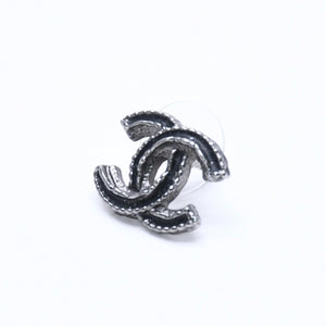 極美品 CHANEL シャネル ココマーク ピアス 重量約2.18g 03A刻印 メタル シルバー ブラック クリア 片耳用 中古 4c060798