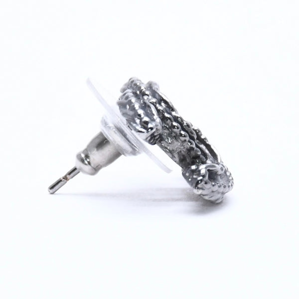 極美品 CHANEL シャネル ココマーク ピアス 重量約2.18g 03A刻印 メタル シルバー ブラック クリア 片耳用 中古 4c060798