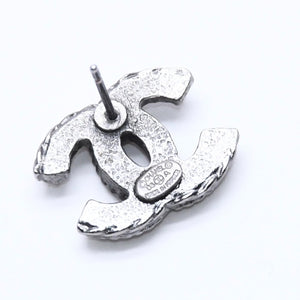 極美品 CHANEL シャネル ココマーク ピアス 重量約2.18g 03A刻印 メタル シルバー ブラック クリア 片耳用 中古 4c060798