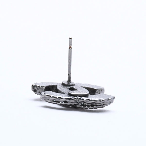 極美品 CHANEL シャネル ココマーク ピアス 重量約2.18g 03A刻印 メタル シルバー ブラック クリア 片耳用 中古 4c060798
