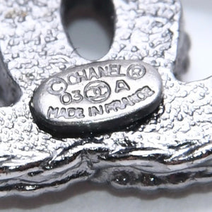 極美品 CHANEL シャネル ココマーク ピアス 重量約2.18g 03A刻印 メタル シルバー ブラック クリア 片耳用 中古 4c060798