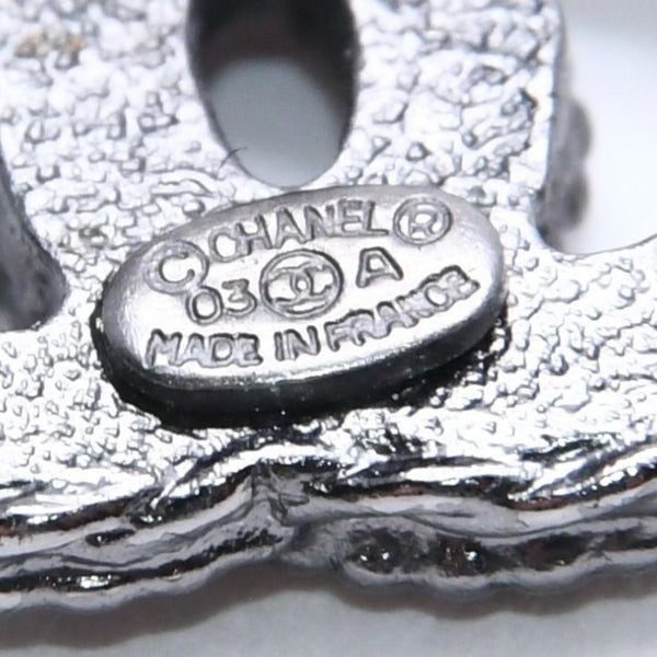 極美品 CHANEL シャネル ココマーク ピアス 重量約2.18g 03A刻印 メタル シルバー ブラック クリア 片耳用 中古 4c060798