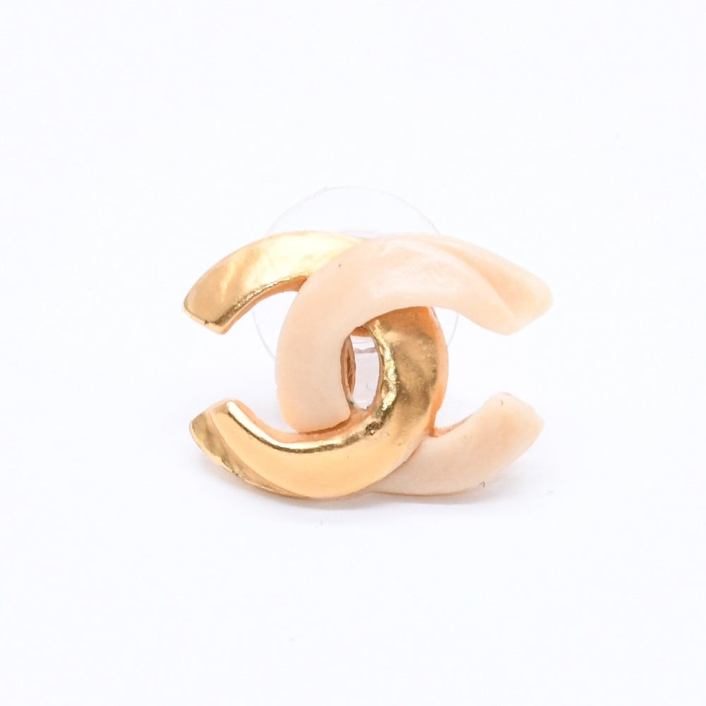 CHANEL Chanel Earrings Coco Mark 00T Engraved Weight Approx. 1.82g Gold Ivory Bicolor Metal GP Good Condition Used 4c061793