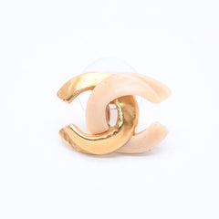 CHANEL Chanel Earrings Coco Mark 00T Engraved Weight Approx. 1.82g Gold Ivory Bicolor Metal GP Good Condition Used 4c061793