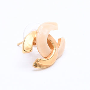 CHANEL Chanel Earrings Coco Mark 00T Engraved Weight Approx. 1.82g Gold Ivory Bicolor Metal GP Good Condition Used 4c061793
