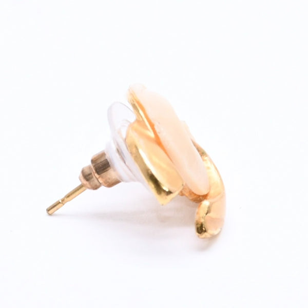 CHANEL Chanel Earrings Coco Mark 00T Engraved Weight Approx. 1.82g Gold Ivory Bicolor Metal GP Good Condition Used 4c061793