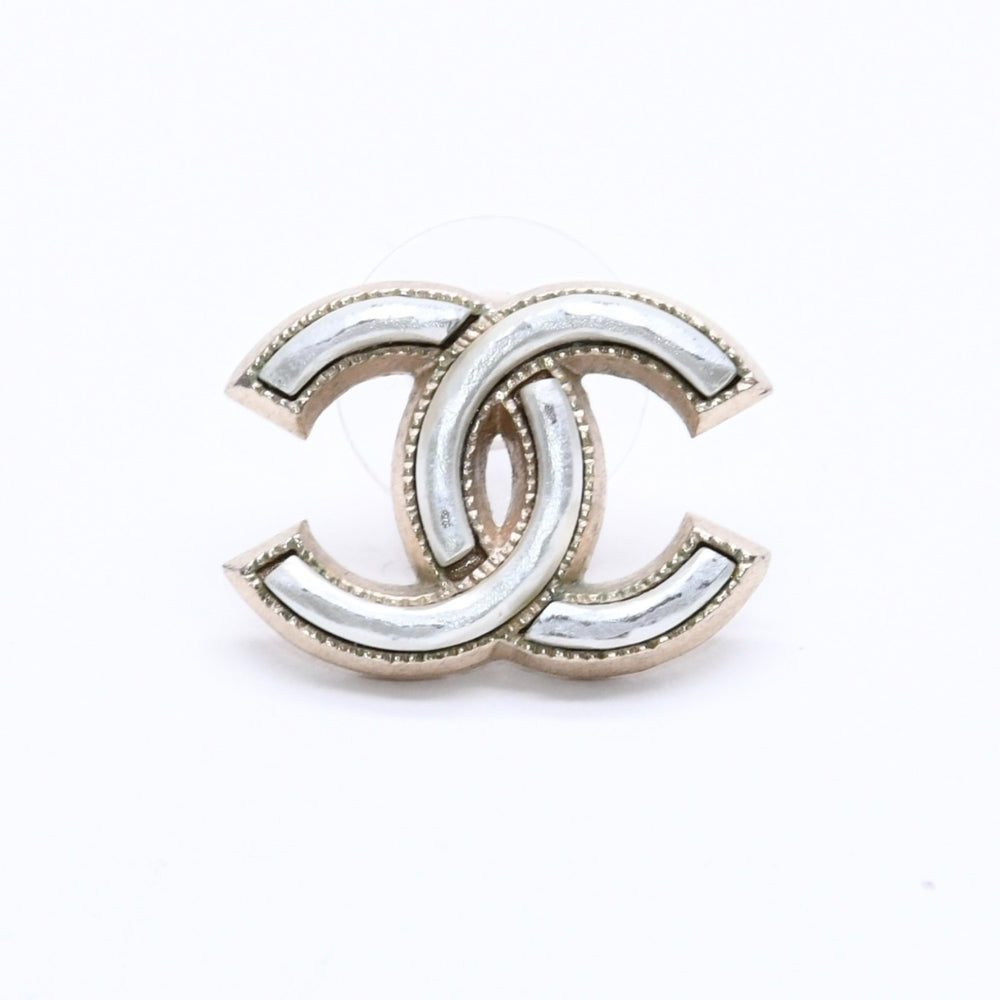 CHANEL シャネル ココマーク ピアス 重量約3.05g A14B刻印 メタル シルバー ゴールド バイカラー 片耳用 美品 中古 4c060785