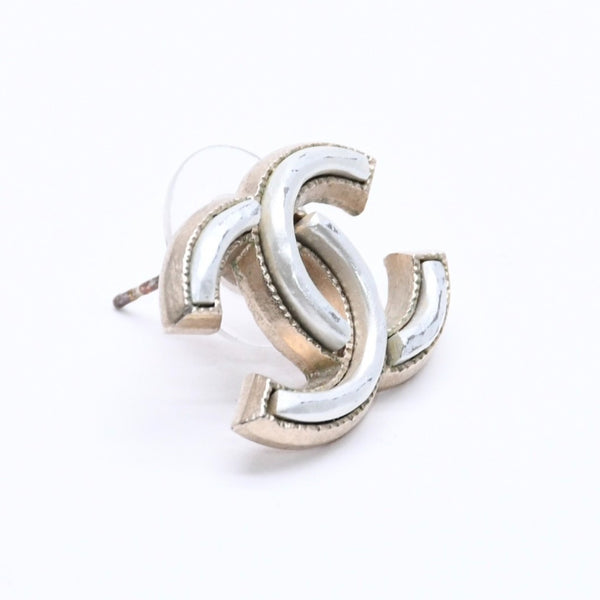 CHANEL シャネル ココマーク ピアス 重量約3.05g A14B刻印 メタル シルバー ゴールド バイカラー 片耳用 美品 中古 4c060785