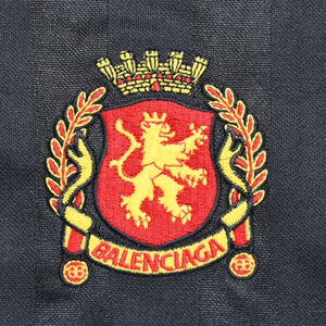 極美品 BALENCIAGA バレンシアガ × アディダス オーバーサイズ サッカー ゲームシャツ 723663 TNV13 ユニフォーム シャドーストライプ エンブレム ブラック ホワイト 3サイズ 中古 4a004340