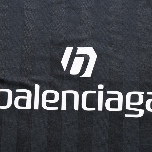 極美品 BALENCIAGA バレンシアガ × アディダス オーバーサイズ サッカー ゲームシャツ 723663 TNV13 ユニフォーム シャドーストライプ エンブレム ブラック ホワイト 3サイズ 中古 4a004340