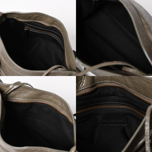 BALENCIAGA バレンシアガ ル シティ スモール ハンドバッグ 811442 ショルダーバッグ カーキ スタッズ ブロンズ金具 108 5240 美品 中古 4a004345
