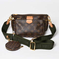 極美品 LOUIS VUITTON ルイヴィトン モノグラム ミュルティポシェット アクセソワール カーキ ショルダーバッグ M44813 中古 4a004369