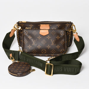 極美品 LOUIS VUITTON ルイヴィトン モノグラム ミュルティポシェット アクセソワール カーキ ショルダーバッグ M44813 中古 4a004369