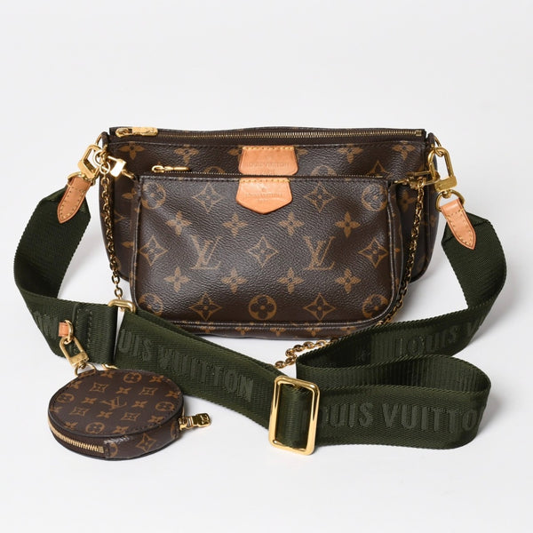 極美品 LOUIS VUITTON ルイヴィトン モノグラム ミュルティポシェット アクセソワール カーキ ショルダーバッグ M44813 中古 4a004369